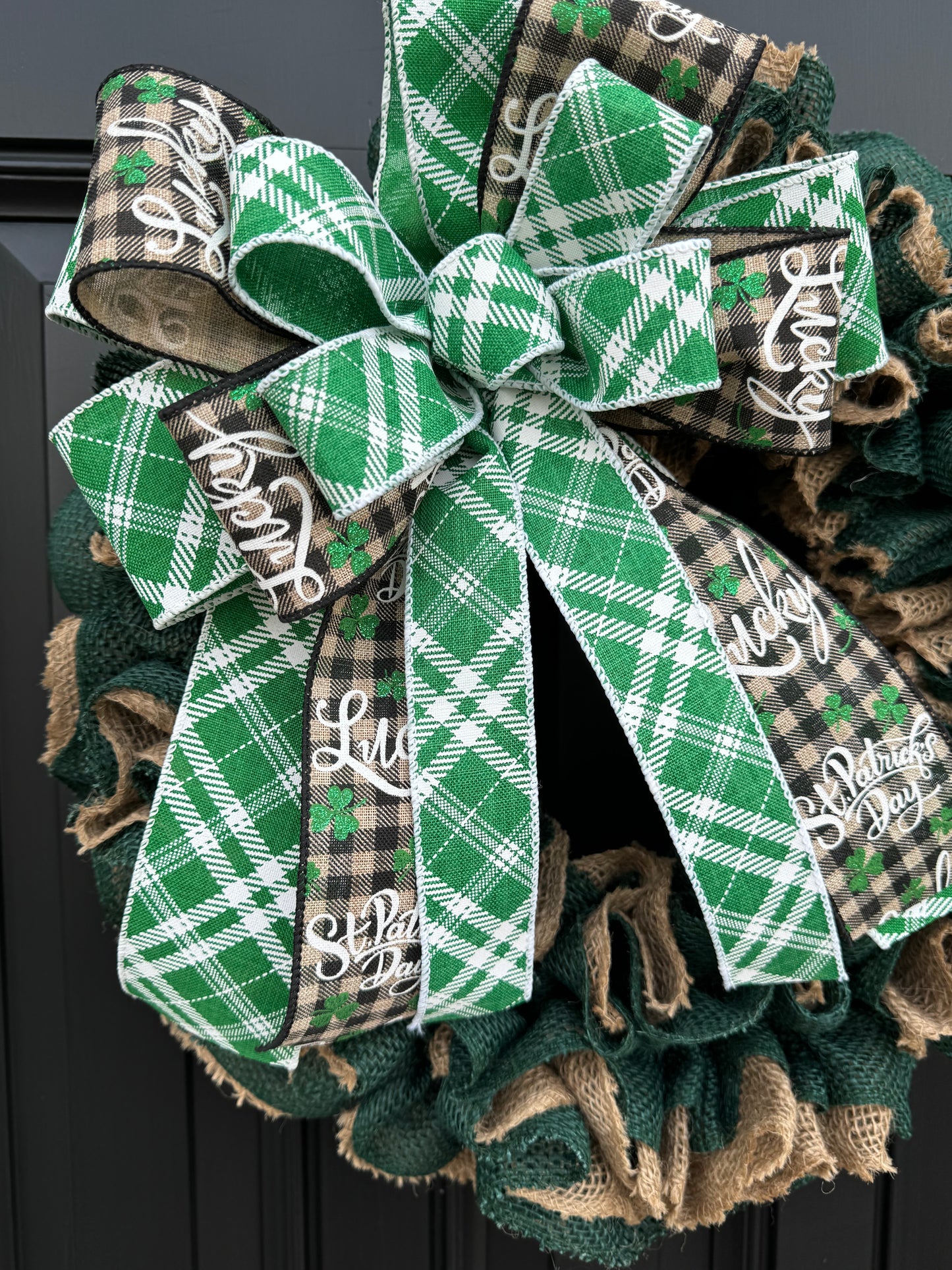 St. Patrick's day burlap wreath, green burlap wreath, burlap ruffle wreath, St. Patrick's day wreath for front door