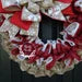 Snowman Christmas wreath for front door, winter Burlap wreath, red Christmas wreath