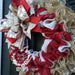Snowman Christmas wreath for front door, winter Burlap wreath, red Christmas wreath