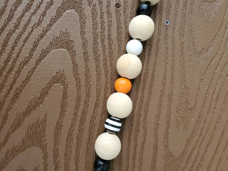 Rustic ghost Halloween wood bead garland, tiered tray decor, Halloween garland for tiered tray