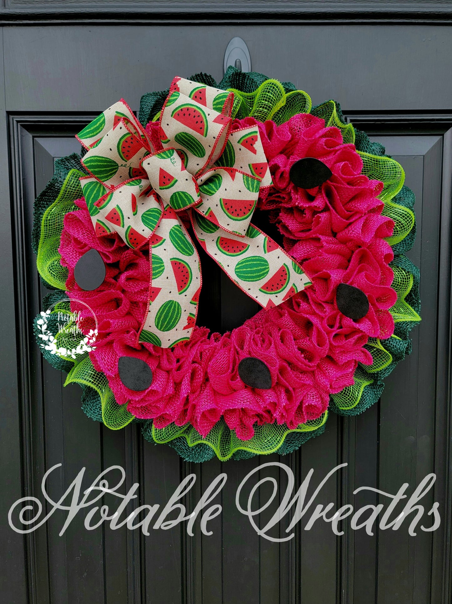 Summer Watermelon wreath, Summer Watermelon burlap wreath for front door, Watermelon decor