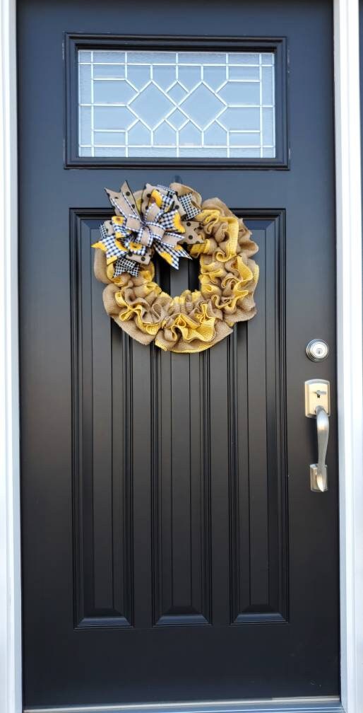 Sunflower wreath for front door, Summer burlap wreath with Sunflowers, double door wreath, yellow burlap wreath, Sunflower decor