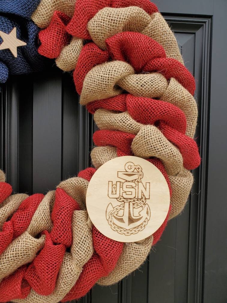 Rustic U.S. Navy deployment wreath, patriotic military wreath, flag wreath, Veterans day wreath, memorial day wreath, burlap wreath