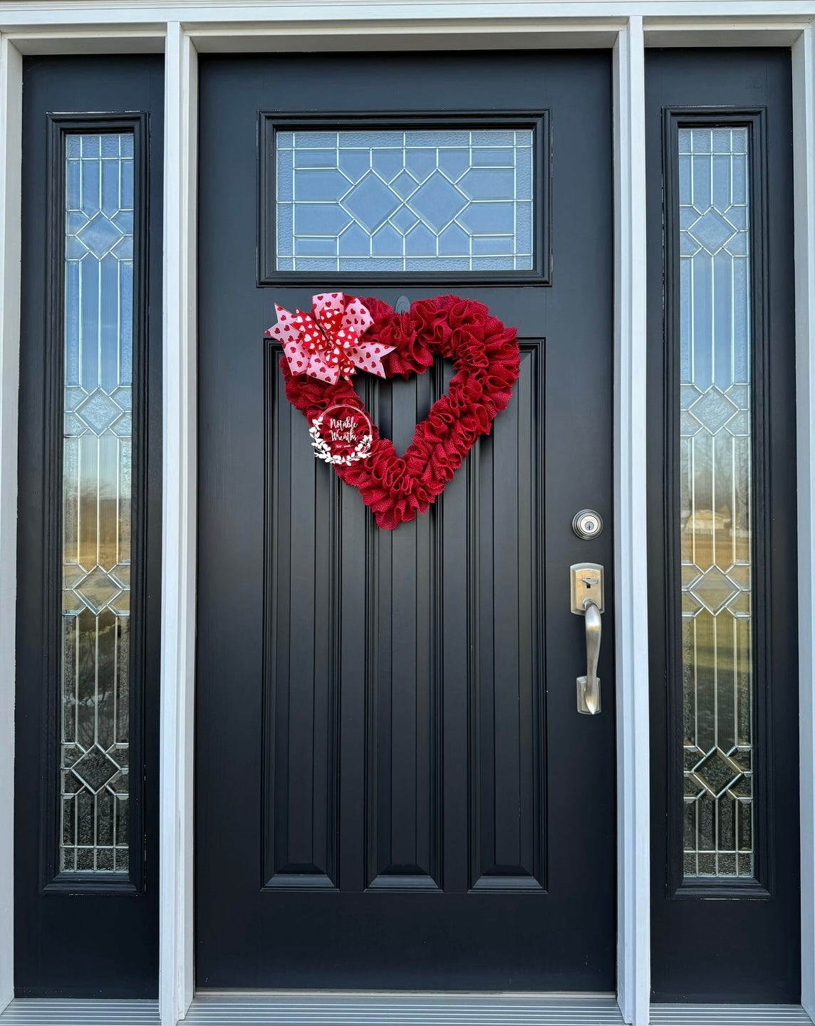 Valentine's day wreath for front door, ruffle burlap wreath, heart wreath, crimson red burlap wreath, ruffle wreath, double doors