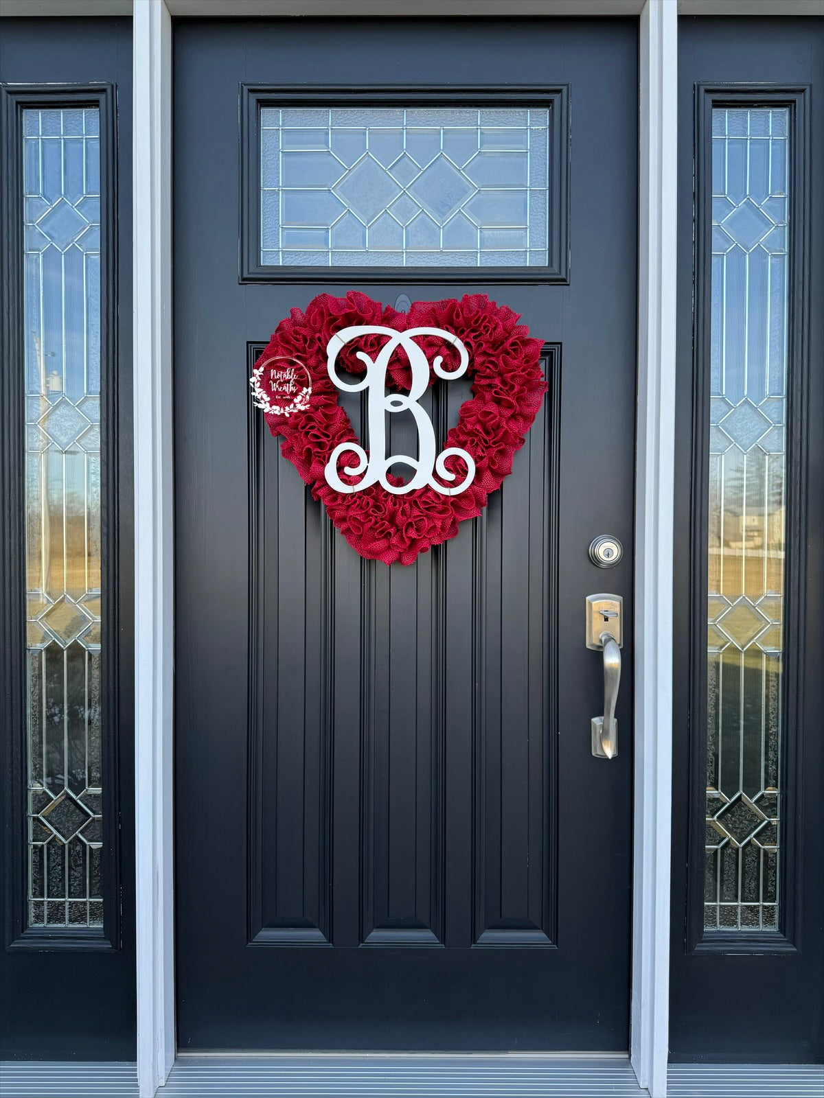 Heart monogram Valentine's day wreath for front door, rustic burlap valentine's day wreath, valentine gifts for her, double doors