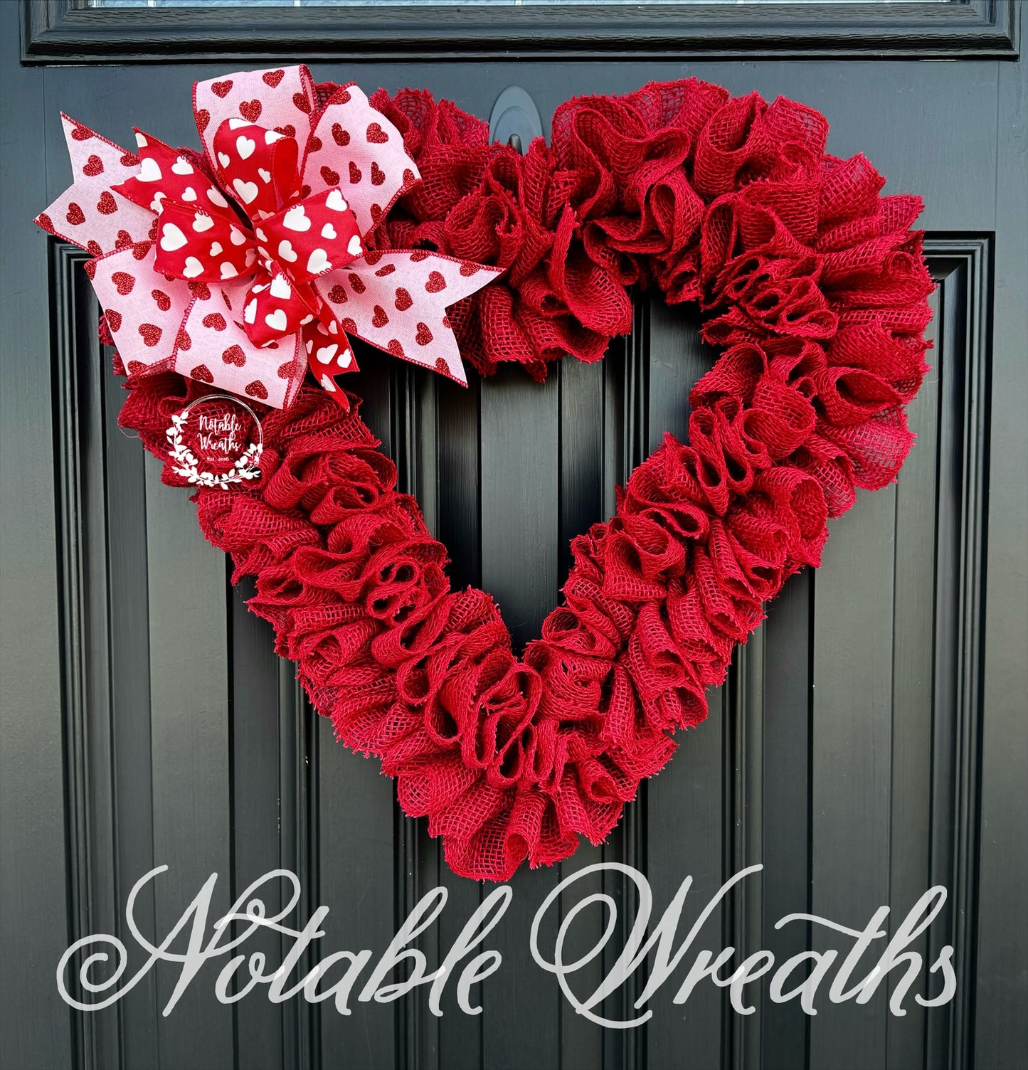 Valentine's day wreath for front door, ruffle burlap wreath, heart wreath, crimson red burlap wreath, ruffle wreath, double doors