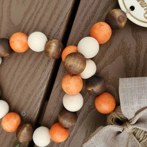 Pumpkin spice Fall wood bead garland, tiered tray decor, holiday garland for tiered tray