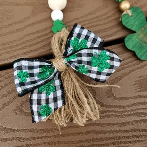 St. Patrick's day wood bead garland, tiered tray decor, St. Patrick's day garland for tiered tray