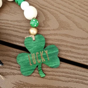 St. Patrick's day wood bead garland, tiered tray decor, St. Patrick's day garland for tiered tray