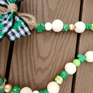 St. Patrick's day wood bead garland, tiered tray decor, St. Patrick's day garland for tiered tray