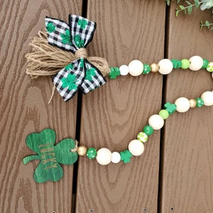 St. Patrick's day wood bead garland, tiered tray decor, St. Patrick's day garland for tiered tray