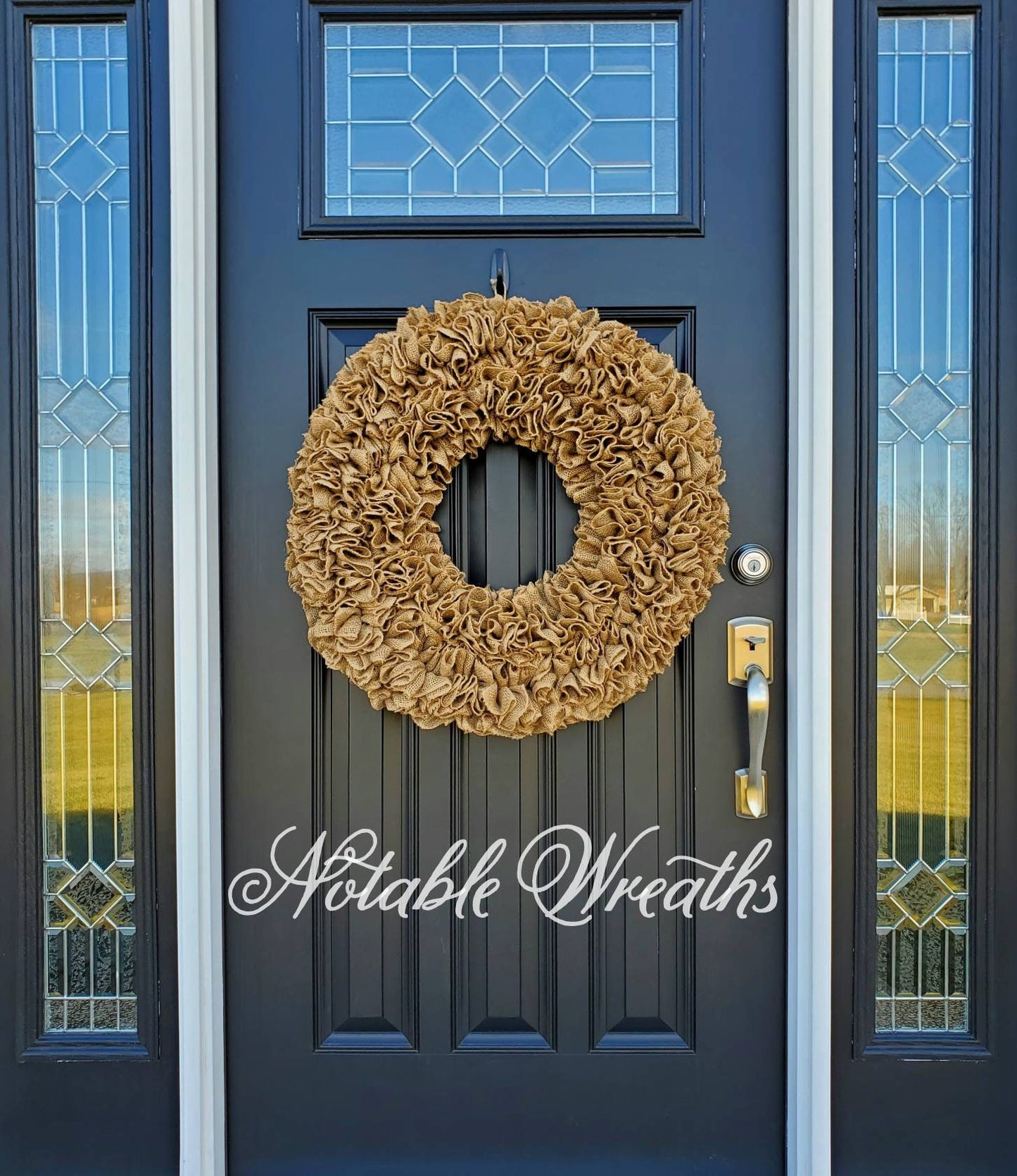 Plain burlap wreath, Extra large and full 27" plain burlap ruffle wreath, monogram wreath, all seasons wreath, large year round wreath