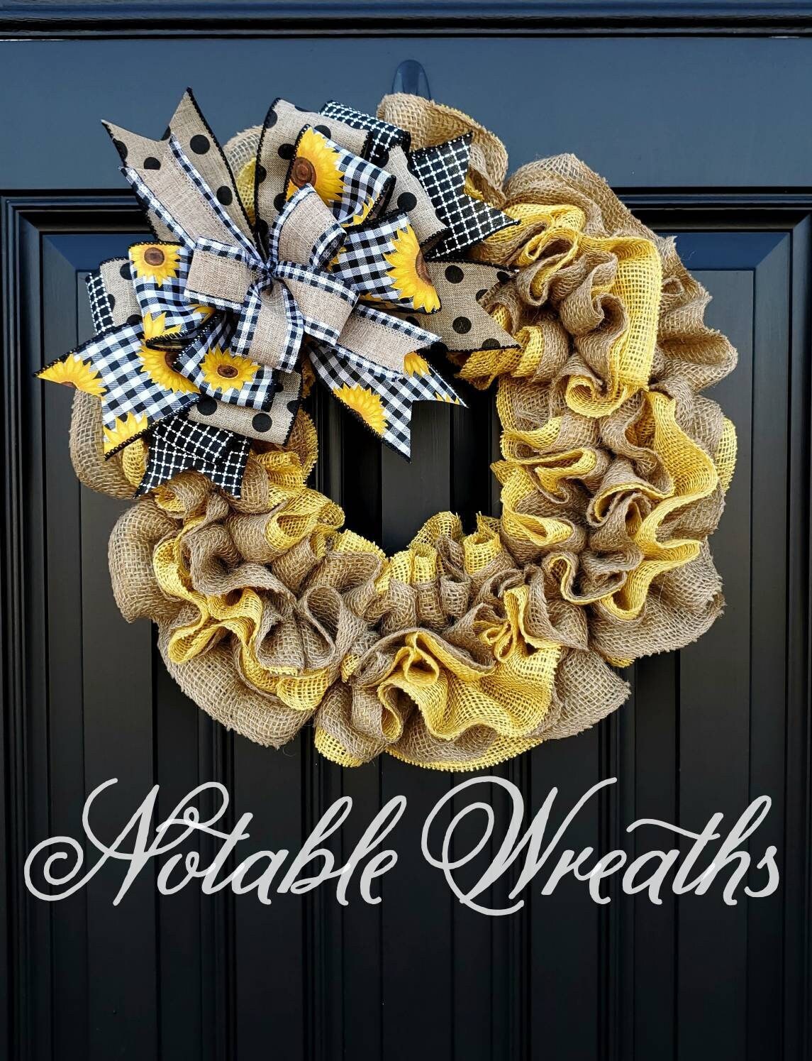 Sunflower wreath for front door, Summer burlap wreath with Sunflowers, double door wreath, yellow burlap wreath, Sunflower decor