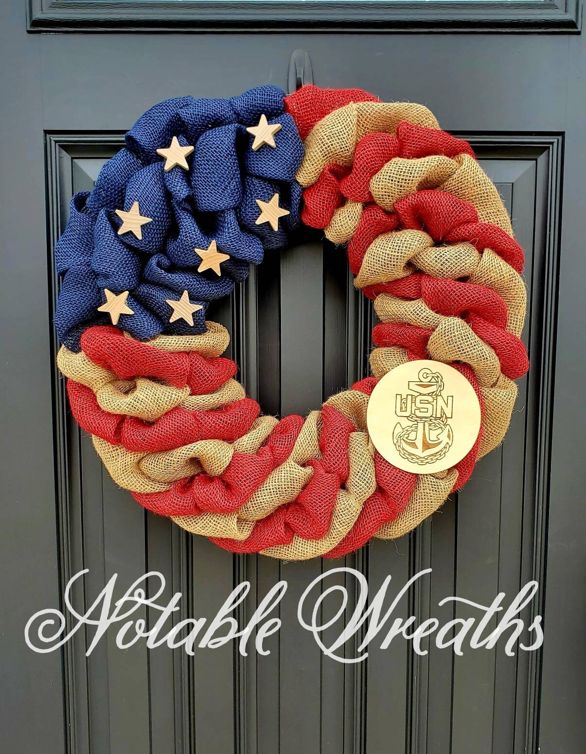 Rustic U.S. Coast Guard deployment wreath, patriotic military wreath, flag wreath, Veterans day wreath, memorial day wreath, burlap wreath